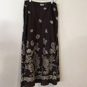 Chico's Brown Paisley Skirt with sequins Size 1